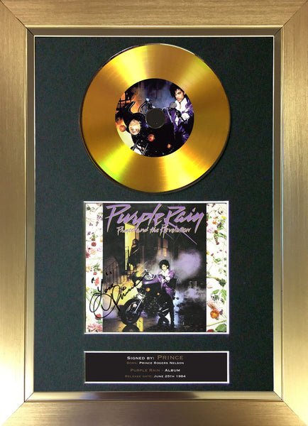 #146 Prince - Purple Rain GOLD DISC Album Signed Autograph Mounted Repro
