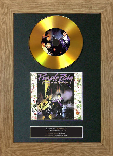 #146 Prince - Purple Rain GOLD DISC Album Signed Autograph Mounted Repro