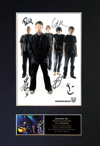 RADIOHEAD Mounted Signed Photo Reproduction Autograph Print A4 325