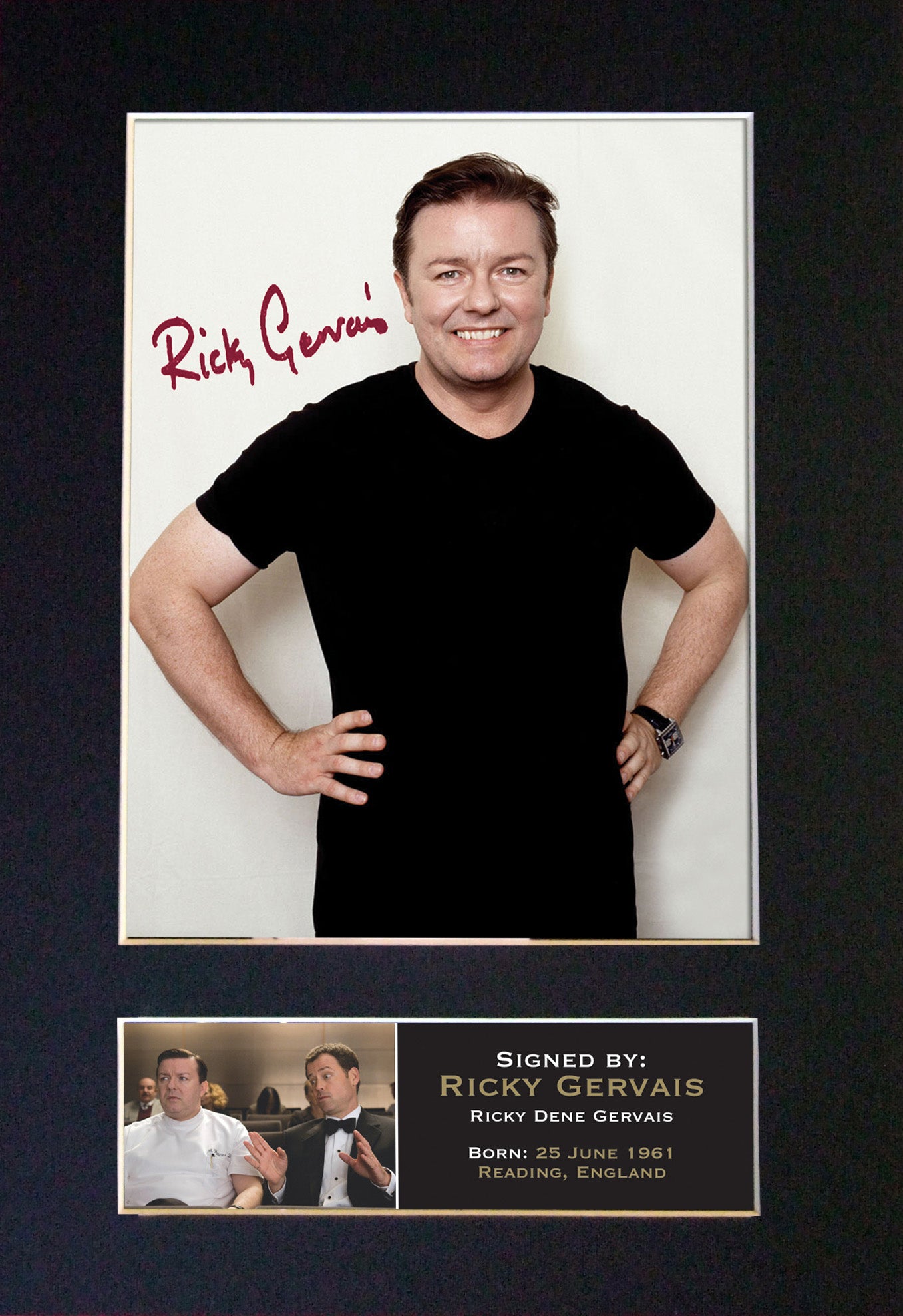 RICKY GERVAIS Mounted Signed Photo Reproduction Autograph Print A4 22