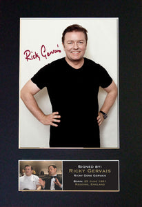 RICKY GERVAIS Mounted Signed Photo Reproduction Autograph Print A4 22