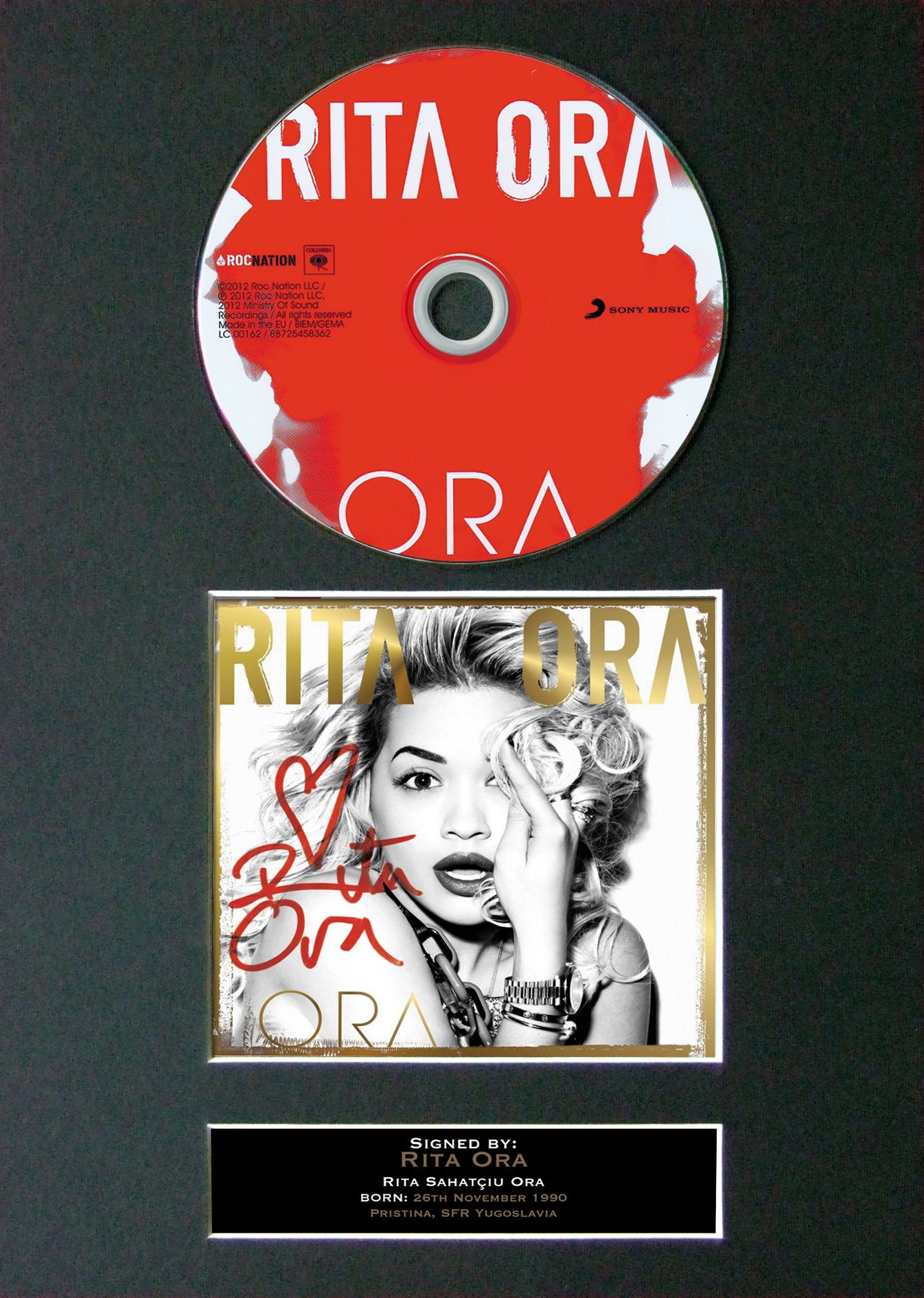 RITA ORA Ora Album Signed CD COVER MOUNTED A4 Autograph Print 21