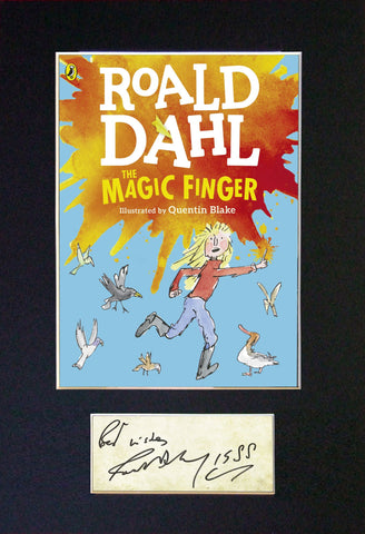 ROALD DAHL The Magic Finger Book Cover Autograph Signed Mounted Print 683