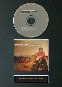 ROBBIE WILLIAMS Reality Album Signed CD COVER MOUNTED A4 Autograph Print 33