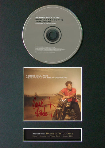ROBBIE WILLIAMS Reality Album Signed CD COVER MOUNTED A4 Autograph Print 33