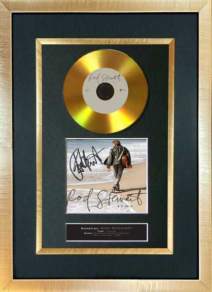 #88 Rod Stewart - Time GOLD DISC Cd Album Signed Autograph Mounted Print