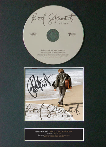 ROD STEWART Time Album Signed CD COVER MOUNTED A4 Autograph Print 30