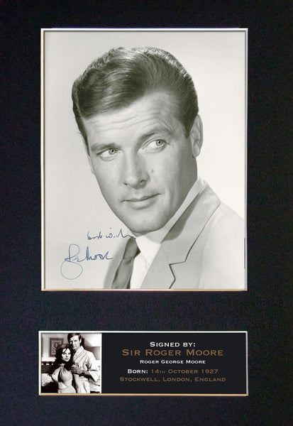 SIR ROGER MOORE Mounted Signed Photo Reproduction Autograph Print A4 274