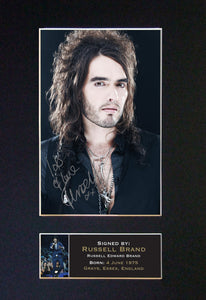 RUSSELL BRAND Mounted Signed Photo Reproduction Autograph Print A4 1