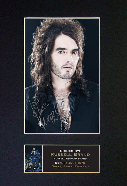 RUSSELL BRAND Mounted Signed Photo Reproduction Autograph Print A4 1
