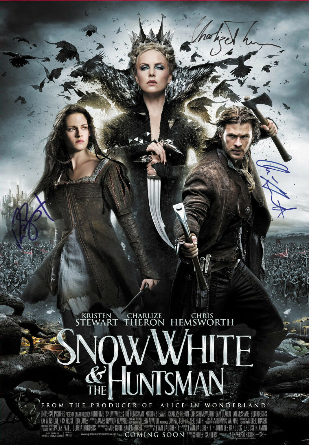 SNOW WHITE and the HUNTSMAN 3 CAST  AUTOGRAPHED MOVIE POSTER PRINT A3 or A2 Size