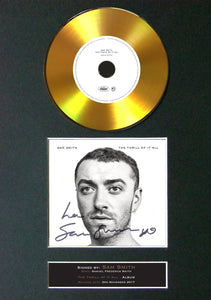 #157 Sam Smith - The Thrill of it All GOLD DISC Album Signed Autograph Mounted Repro