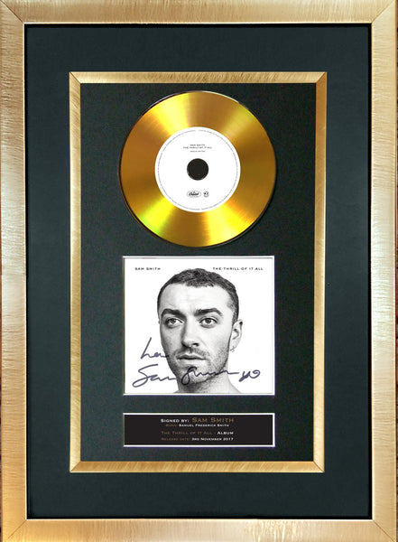 #157 Sam Smith - The Thrill of it All GOLD DISC Album Signed Autograph Mounted Repro