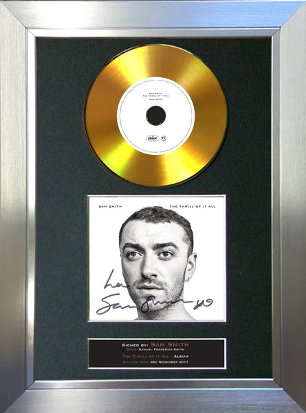 #157 Sam Smith - The Thrill of it All GOLD DISC Album Signed Autograph Mounted Repro