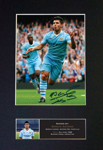 SERGIO AGUERO Man City Signed Quality Autograph Mounted Photo Repro A4 Print 455