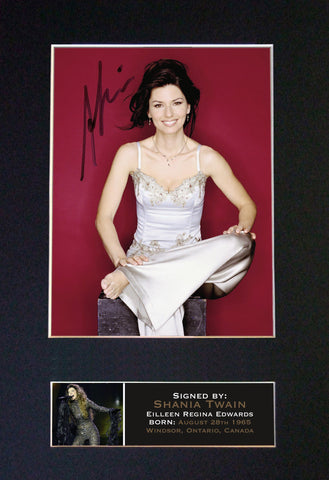 SHANIA TWAIN Very Rare Quality Autograph Mounted Signed Photo PRINT A4 667