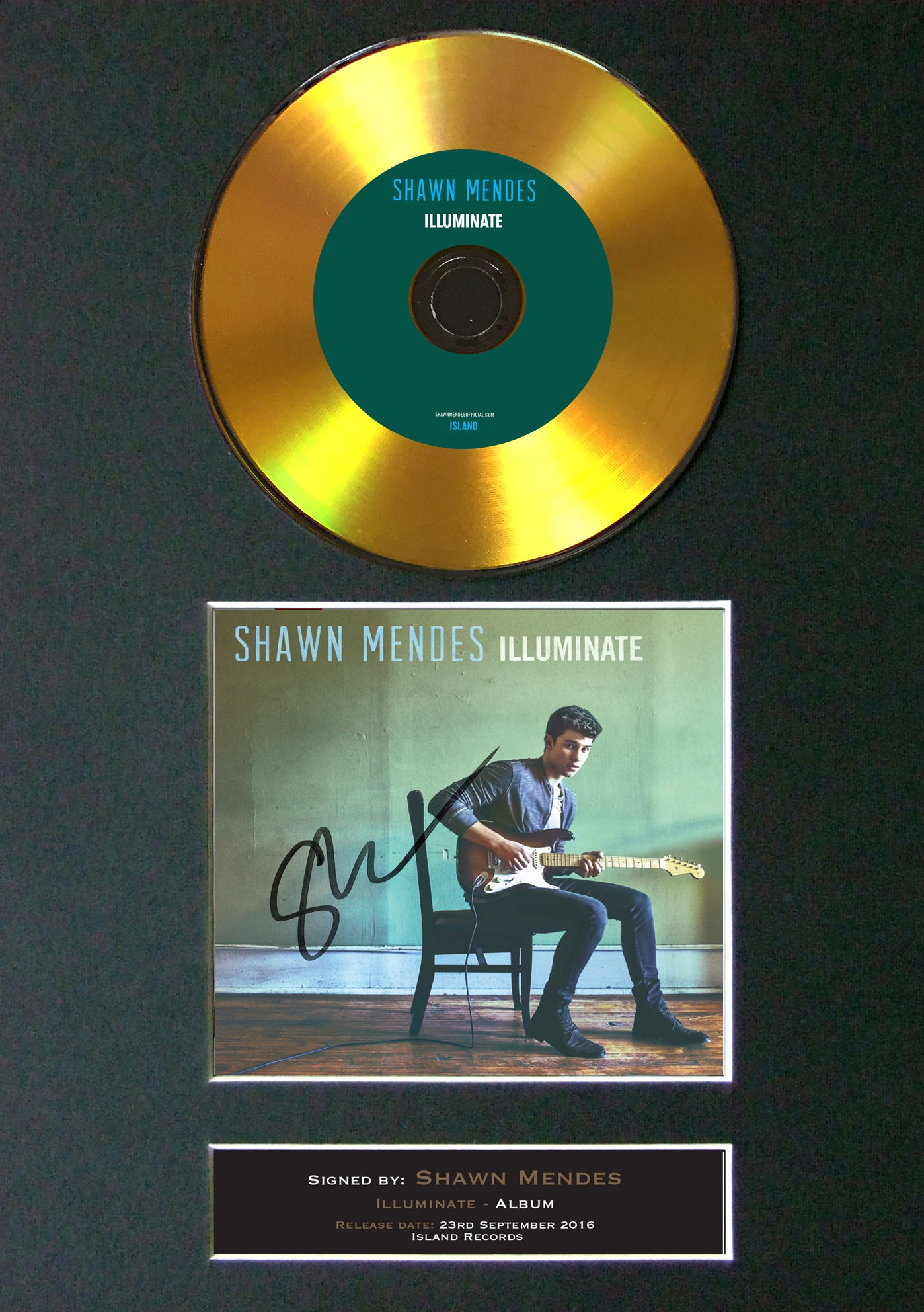 #80 GOLD DISC SHAWN MENDES Illuminate Signed Autograph Mounted Photo Repro A4