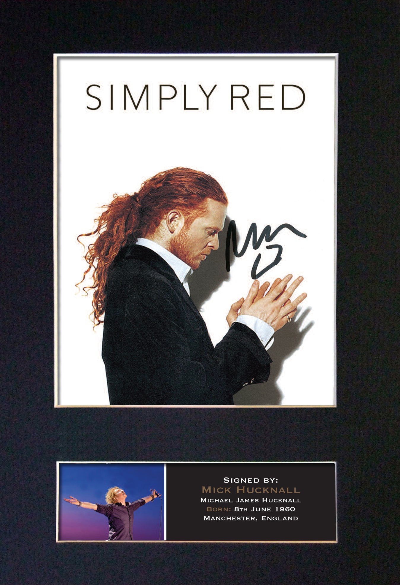 SIMPLY RED Mick Hucknall Photo Autograph Mounted Repro Signed Framed Print 823