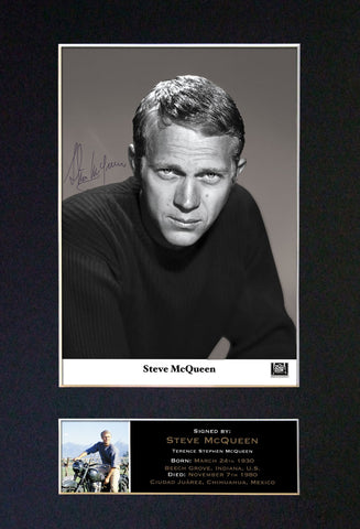 STEVE MCQUEEN Mounted Signed Photo Reproduction Autograph Print A4 336