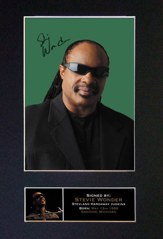 STEVIE WONDER Mounted Signed Photo Reproduction Autograph Print A4 150