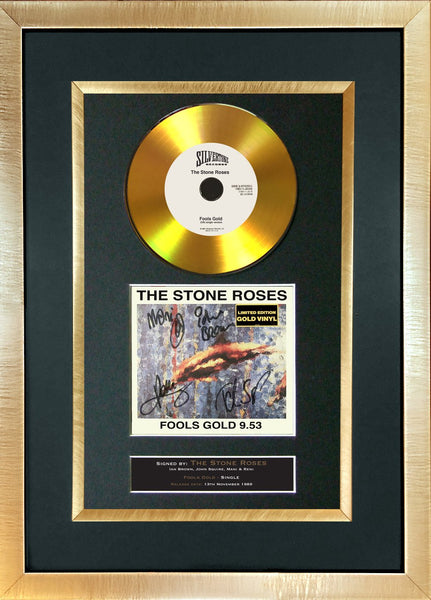 #155 Stone Roses - Fools Gold 9.53 GOLD DISC Album Signed Autograph Mounted Repro