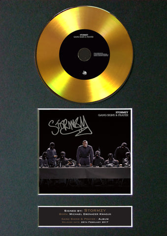 #160 GOLD DISC STORMZY Gang Signs & Prayer Album Signed Autograph Mounted Repro