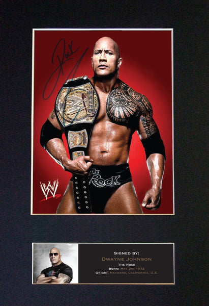 THE ROCK Dwayne Johnson WWE Signed Autograph Mounted Photo Repro A4 Print 477