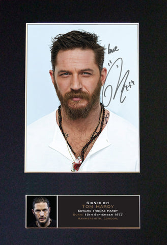 TOM HARDY Quality Signed Mounted Autograph Photo Print (A4) 580