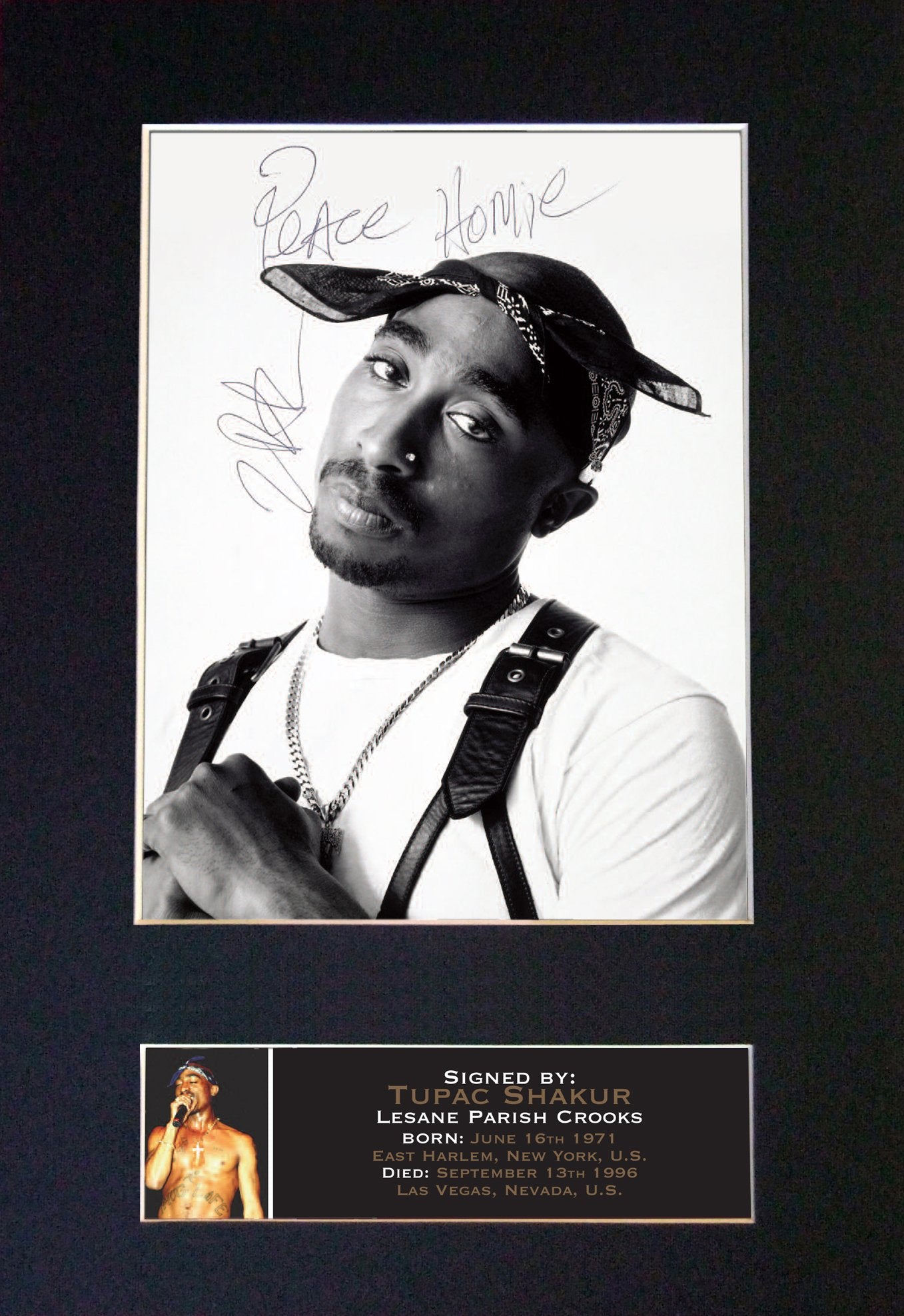 TUPAC SHAKUR Rap Artist Very Rare Signed Autograph Mounted Photo RE-PRINT A4 664
