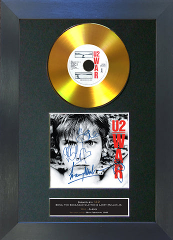 U2 - War GOLD DISC Album Signed Autograph Mounted Repro