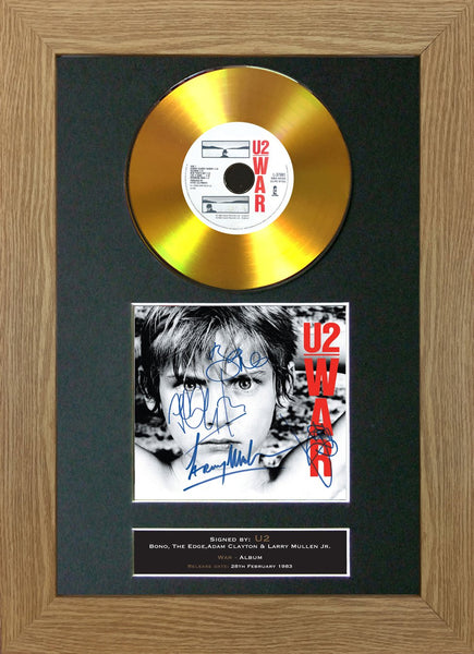 #166 U2 - War GOLD DISC Album Signed Autograph Mounted Repro
