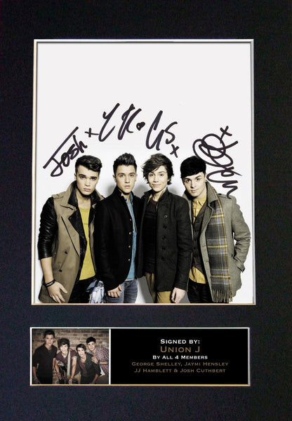 UNION J No1 Mounted Signed Photo Reproduction Autograph Print A4 308