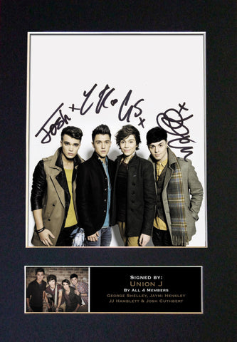UNION J No1 Mounted Signed Photo Reproduction Autograph Print A4 308