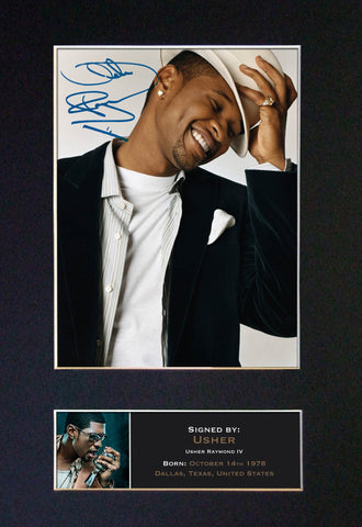 USHER Mounted Signed Photo Reproduction Autograph Print A4 166