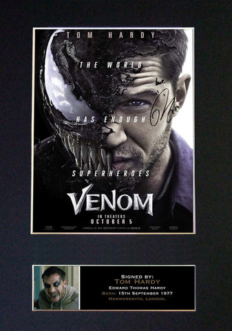 VENOM No1 Tom Hardy Signed Mounted Autograph Photo Prints A4 766