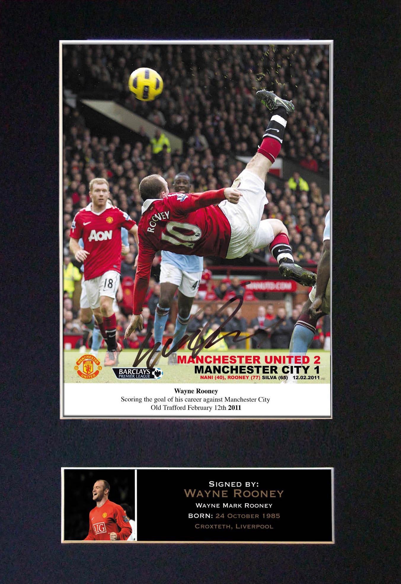 WAYNE ROONEY OVERHEAD KICK Mounted Signed Photo Reproduction Autograph Print 55
