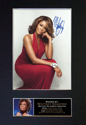WHITNEY HOUSTON Mounted Signed Photo Reproduction Autograph Print A4 213