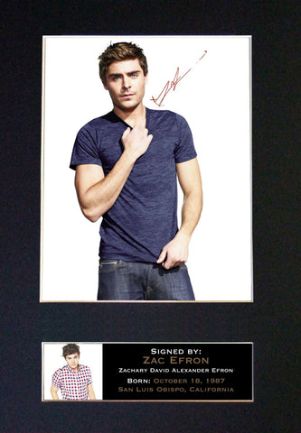 ZAC EFRON HSM Mounted Signed Photo Reproduction Autograph Print A4 67