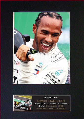 Lewis Hamilton Gift Signed A4 Printed Autograph #843